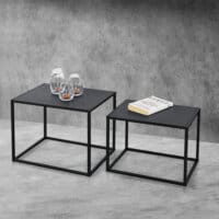 Beistelltisch Archsum 2er Set rechteckig Industriedesign Schwarz