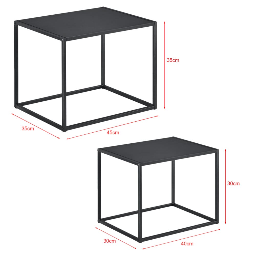 Beistelltisch Archsum 2er Set rechteckig Industriedesign Schwarz