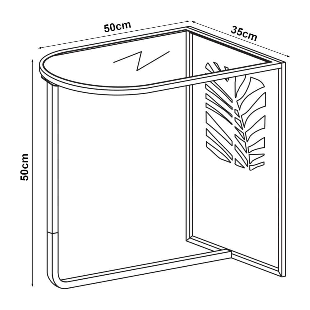 Beistelltisch 50x50x35cm aus Metall und Glas Schwarz