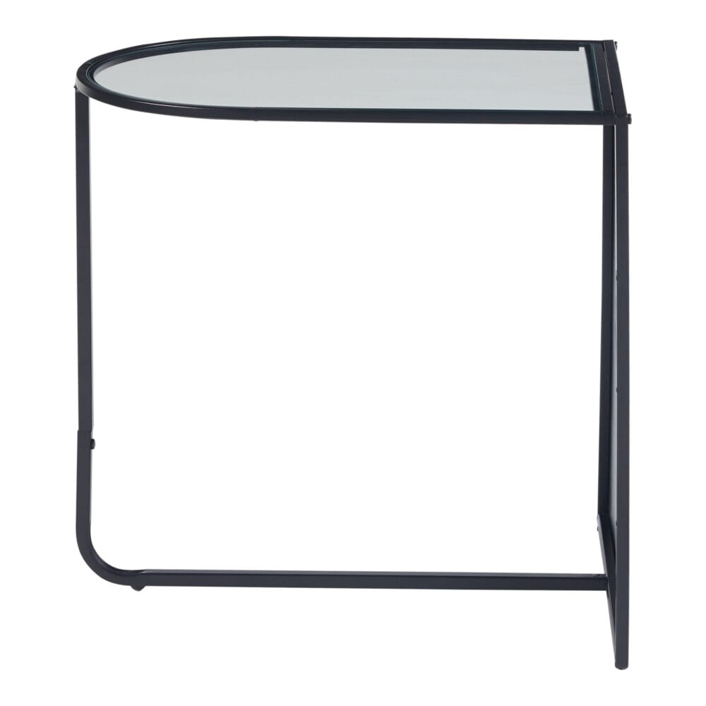 Beistelltisch 50x50x35cm aus Metall und Glas Schwarz