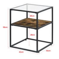 Beistelltisch Lessebo 55x43x43cm Schwarz/Dunkler Holzton