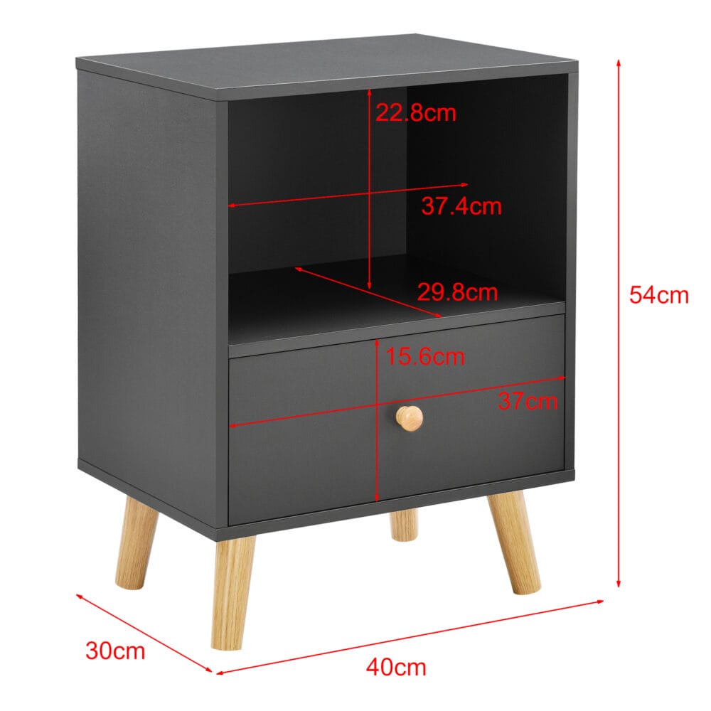 Nachttisch Beistelltisch Sundsvall 40x30x54cm Dunkelgrau