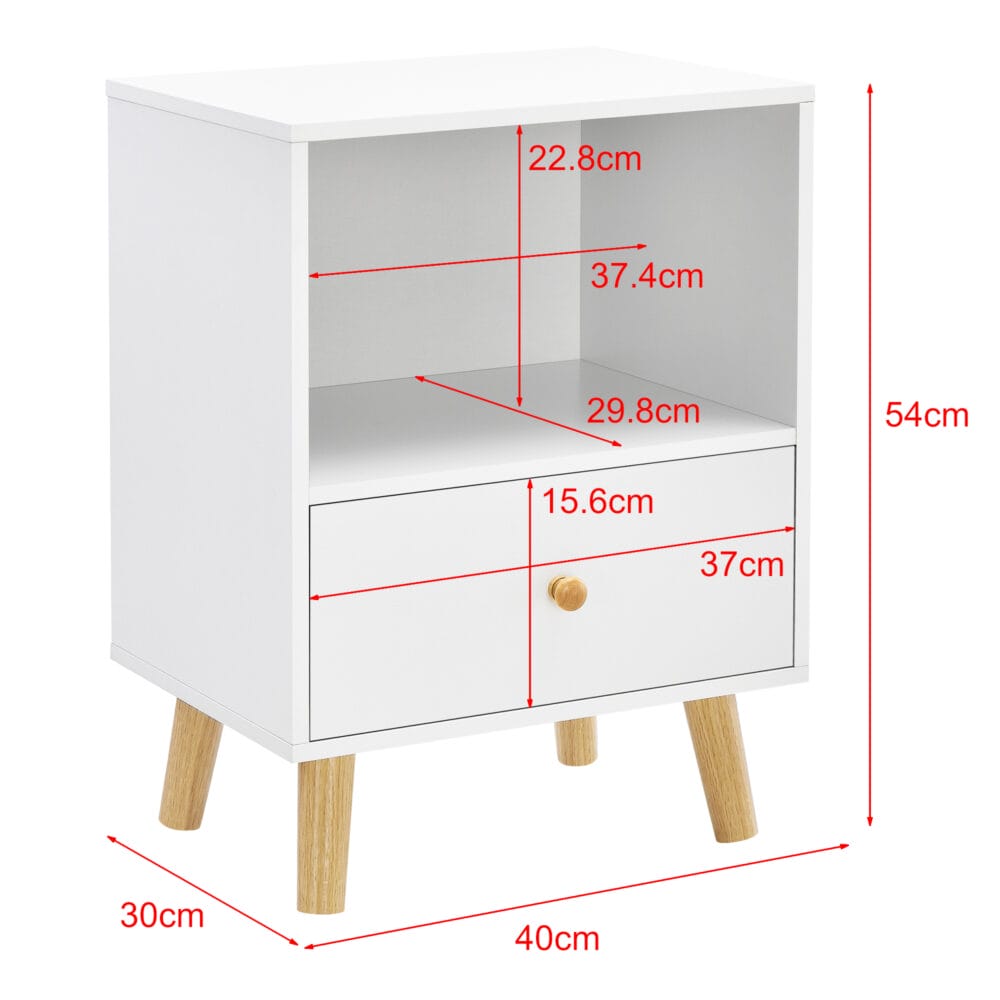 Nachttisch Beistelltisch Sundsvall 40x30x54cm Weiss