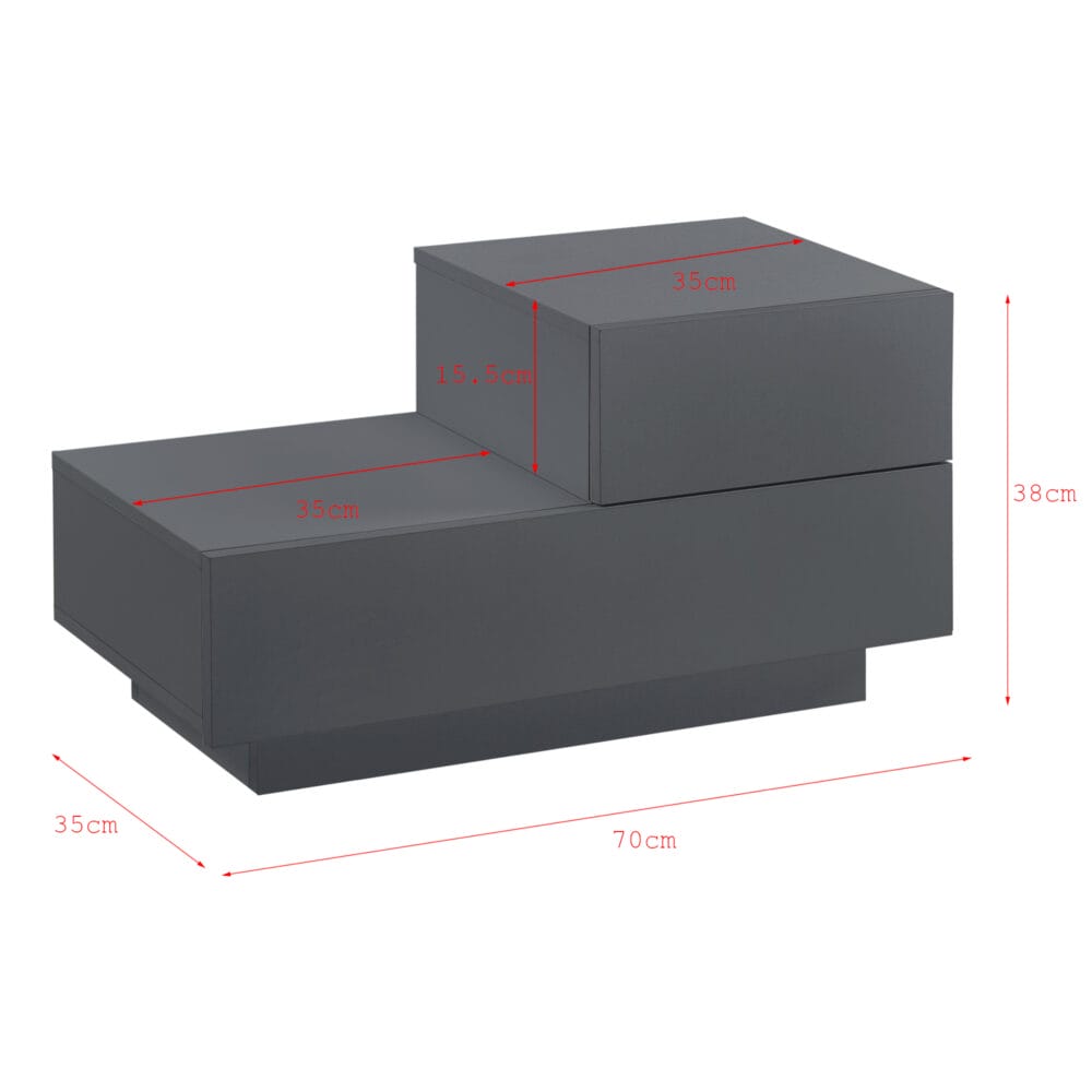 Nachttisch Sebokeng 38x70x35 cm mit Schublade Dunkelgrau