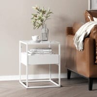 Beistelltisch mit Schublade Weiss matt