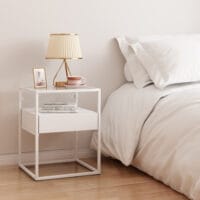 Beistelltisch mit Schublade Weiss matt