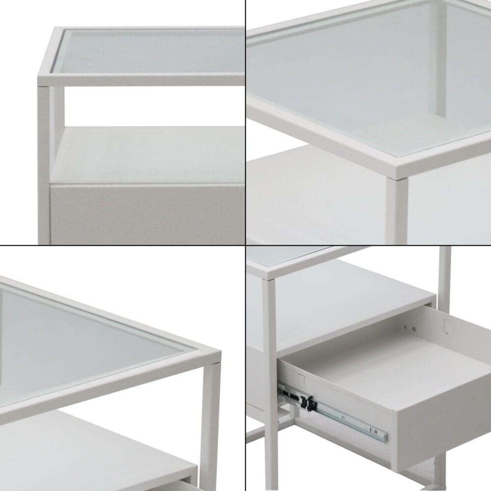 Beistelltisch mit Schublade Weiss matt