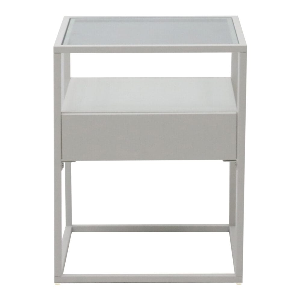Beistelltisch mit Schublade Weiss matt