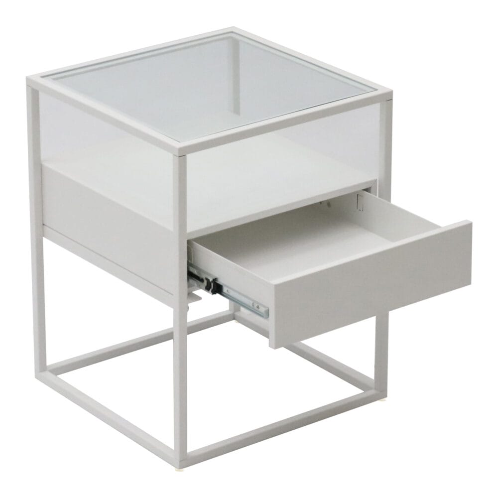 Beistelltisch mit Schublade Weiss matt