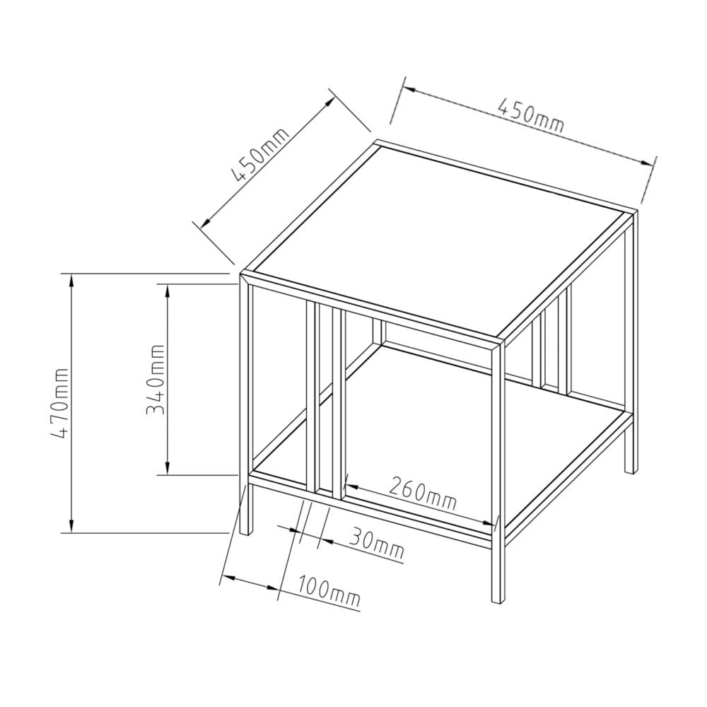 Beistelltisch Kumlinge 45x45x47cm Schwarz