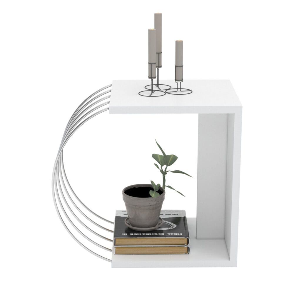Beistelltisch Vefsn 46x30x42cm Weiss/Chrom