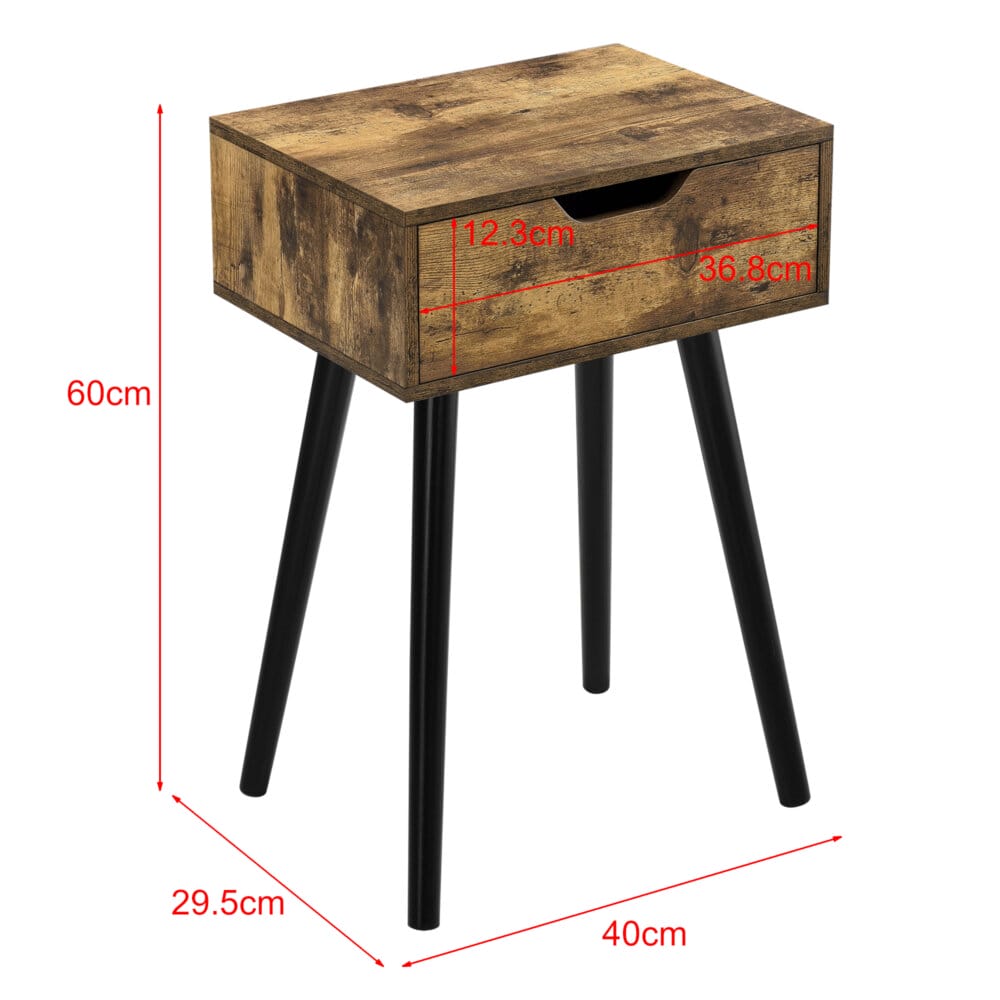 Beistelltisch Östersund 60x40x30 cm mit Schublade Holzoptik dunkel