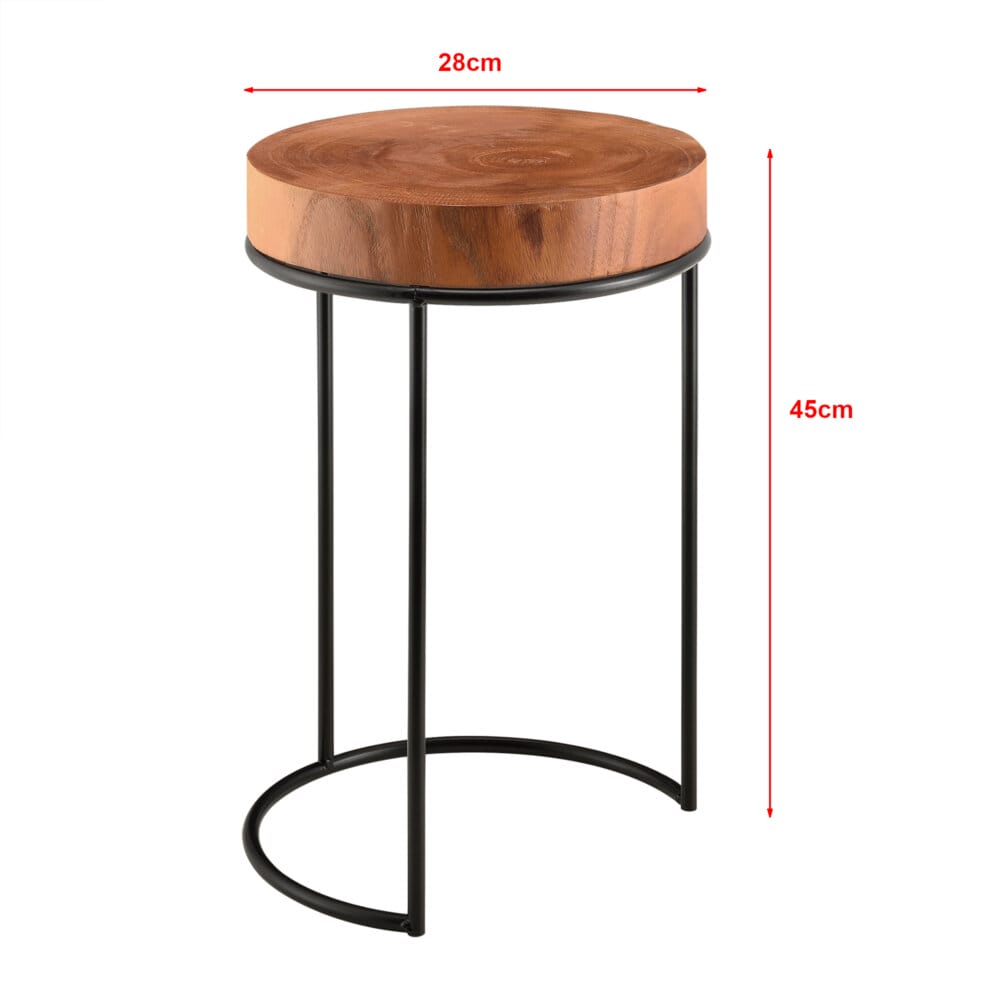Beistelltisch Rauma Holz Naturbelassen auf Metallgestell HxD 45 x 28cm