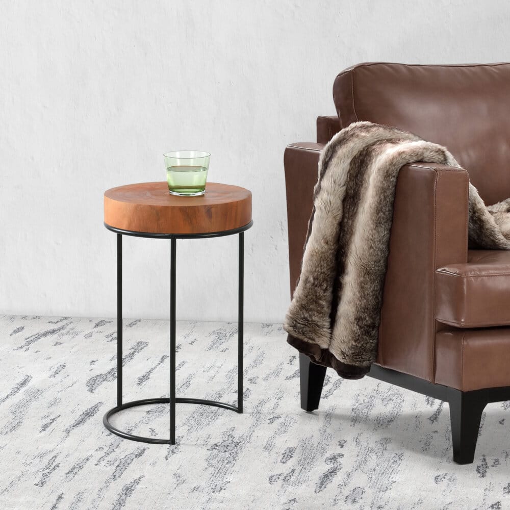 Beistelltisch Rauma Holz Naturbelassen auf Metallgestell HxD 45 x 28cm