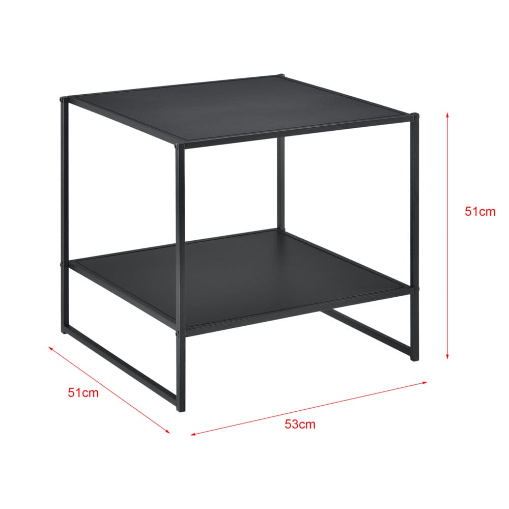 Beistelltisch Salsnes 51x53x51 cm mit Ablage Schwarz