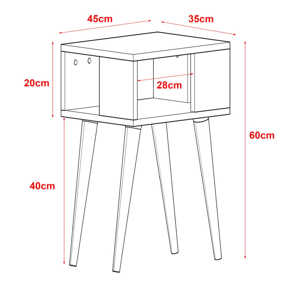 Beistellschrank Lekeberg 60x45x35cm Weiss/Walnuss