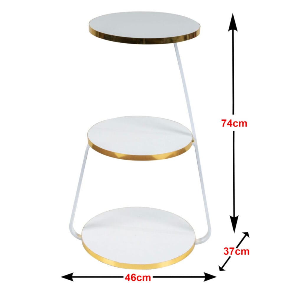 Beistelltisch Sipoo 74x46x37cm Weiss/Goldfarben