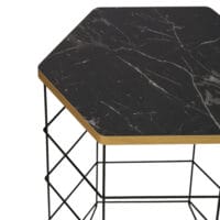 Beistelltisch-Set Hørning 3er Set Metallkorb Schwarz/Marmoroptik
