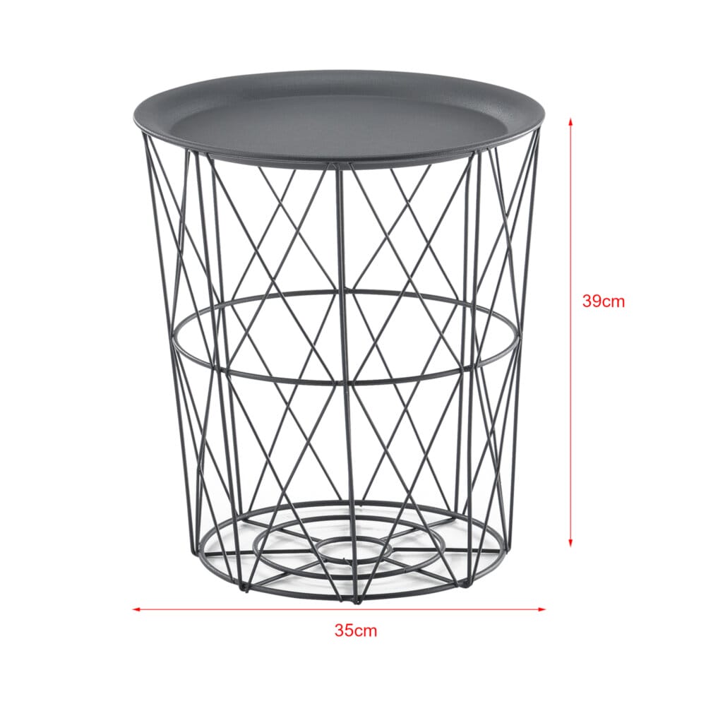 Beistelltisch Worcester 3er Set Metallkorb Dunkelgrau