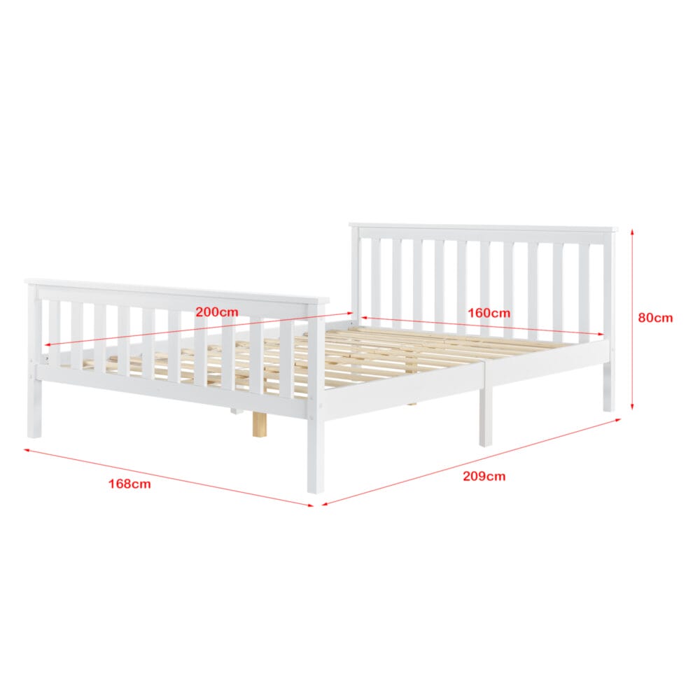 Holzbett Breda 160x200 cm mit Kaltschaummatratze Weiss