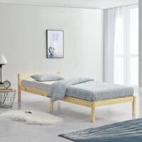 Holzbett Nakkila 100x200 cm Doppelbett mit Kopfteil Holz Natur