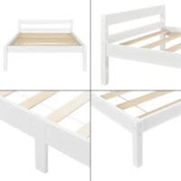 Holzbett Nakkila 90x200 cm Doppelbett mit Kopfteil Weiss