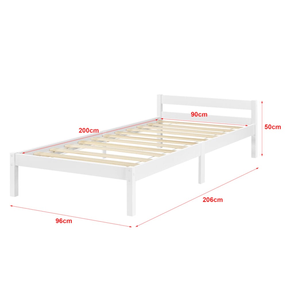 Holzbett Nakkila 90x200 cm Doppelbett mit Kopfteil Weiss