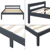 Holzbett Nakkila 100x200 cm Doppelbett mit Kopfteil Grau