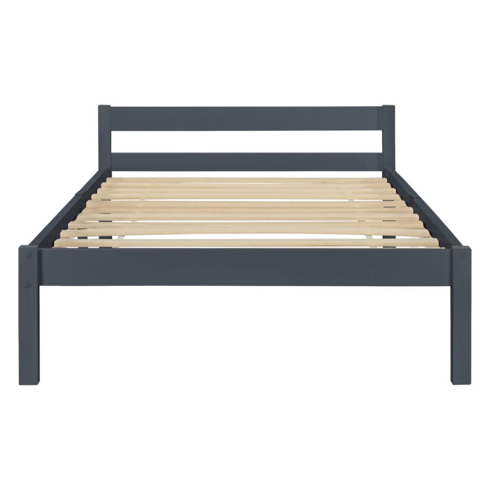 Holzbett Nakkila 100x200 cm Doppelbett mit Kopfteil Grau