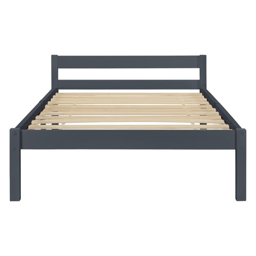 Holzbett Nakkila 90x200 cm Doppelbett mit Kopfteil Grau