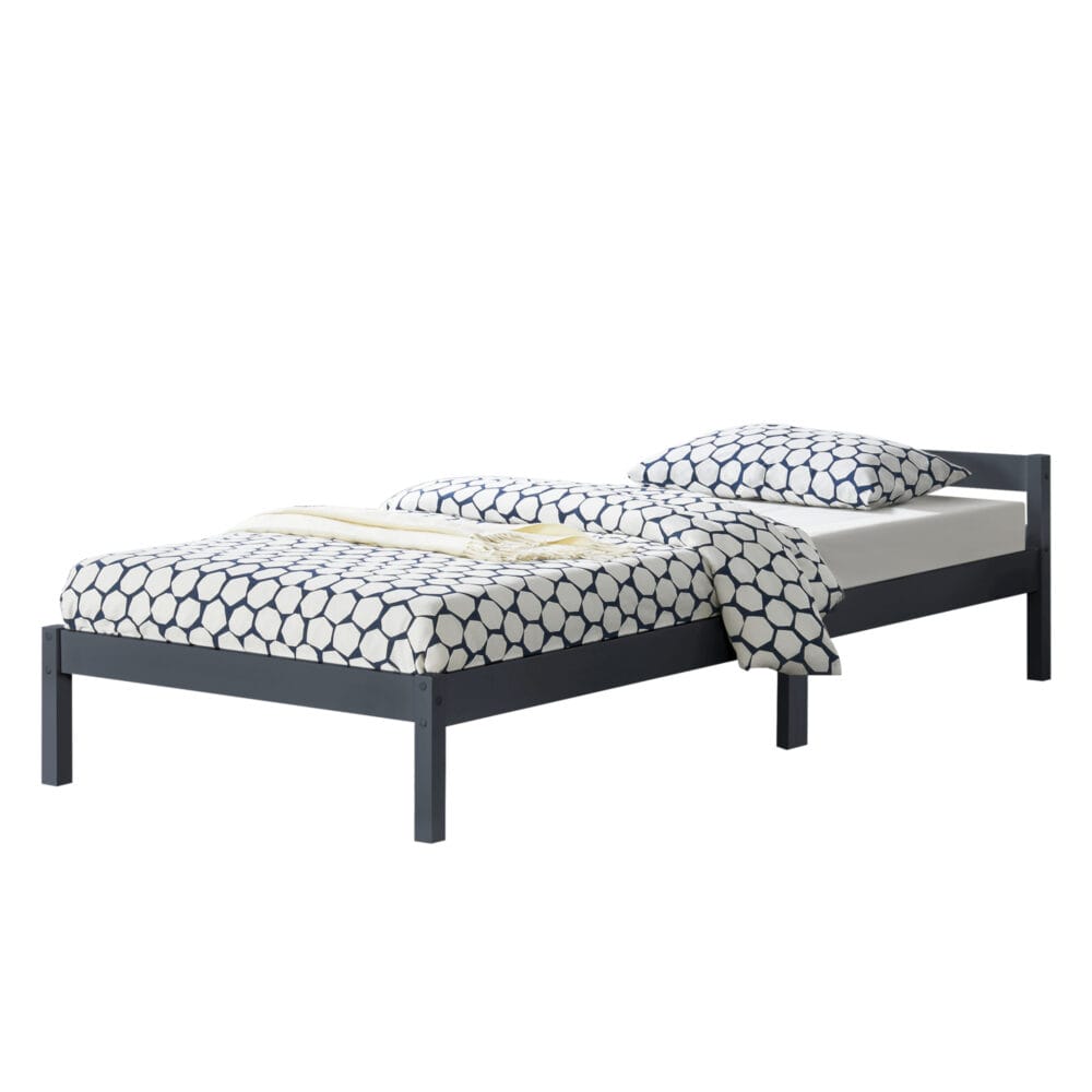 Holzbett Nakkila 100x200 cm Doppelbett mit Kopfteil Grau