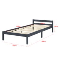 Holzbett Nakkila 100x200 cm mit Kaltschaummatratze Dunkelgrau