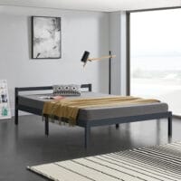 Holzbett Nakkila 140x200 cm Doppelbett mit Kopfteil Grau