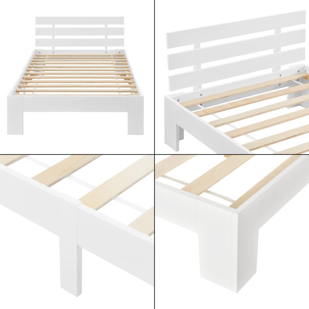 Holzbett Nivala 120x200 cm mit Kopfteil Weiss