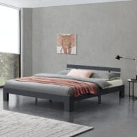Holzbett Nivala 180x200 cm mit Kopfteil Grau