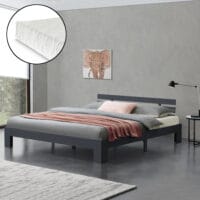 Holzbett Nivala 180x200 cm mit Kaltschaummatratze Grau