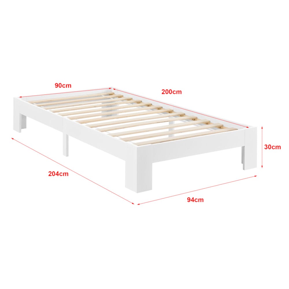 Holzbett Raisio 90x200 cm mit Lattenrost Weiss