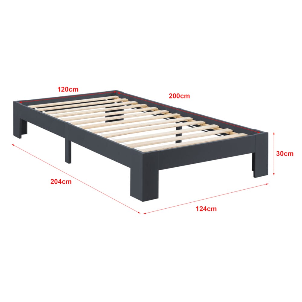 Holzbett Raisio 120x200 cm mit Lattenrost Grau