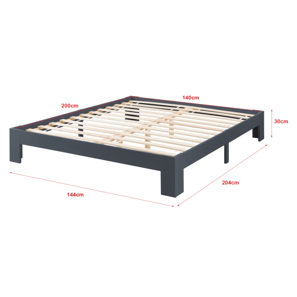 Holzbett Raisio 140x200 cm mit Lattenrost Grau