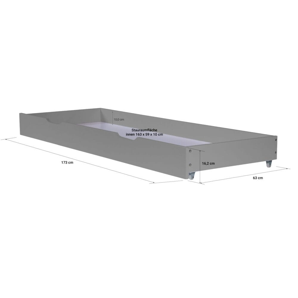 Bettkasten Schubladen mit Rollen 173x63x16cm Grau