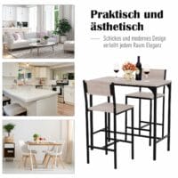 Bistrotisch Set Stehtisch Küchentisch mit 2 Barhocker