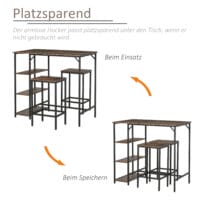 Bistrotisch Set Stehtisch Küchentisch mit 2 Barhocker