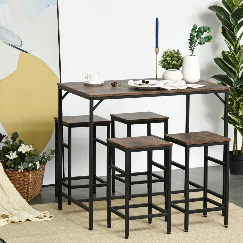 Bistrotisch Set Stehtisch Küchentisch mit 4 Barhocker