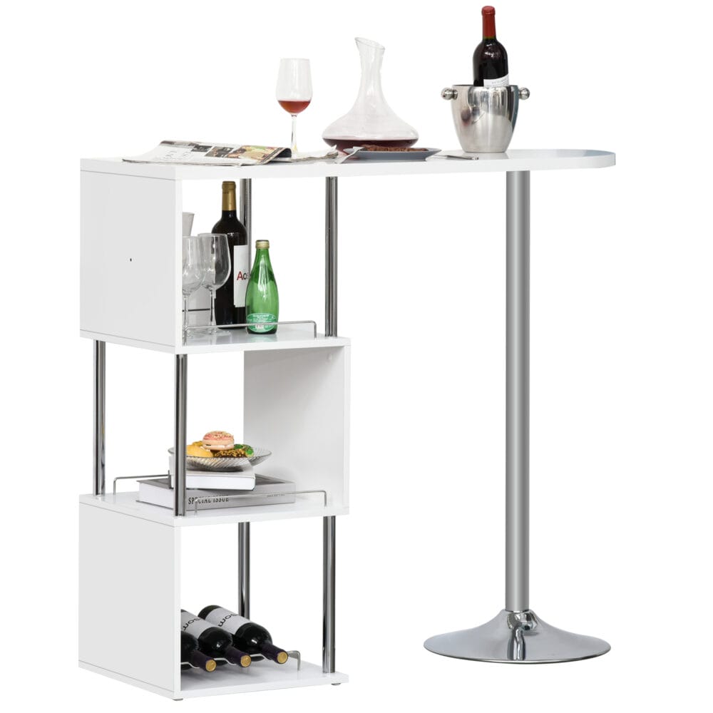 Bistrotisch Stehtisch Küchentisch Tresen 113x40x105 cm mit Weinregal