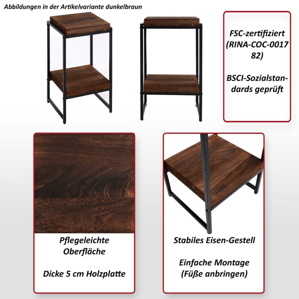 Blumentisch JAM-K71 Beistelltisch FSC Metall dunkelgrau 61cm