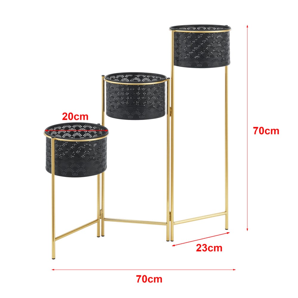 Pflanzständer Kieldrecht 3-tlg. Messingfarben Schwarz