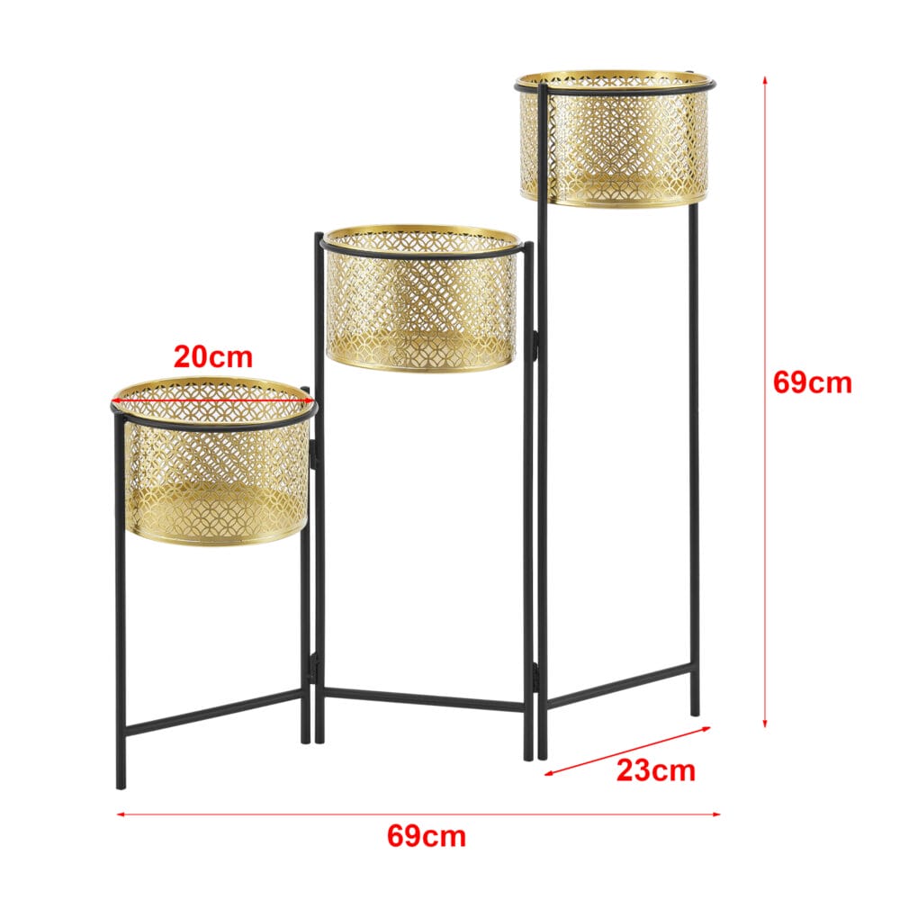 Pflanzständer Doel 3 Pflanzentöpfen Messingfarben