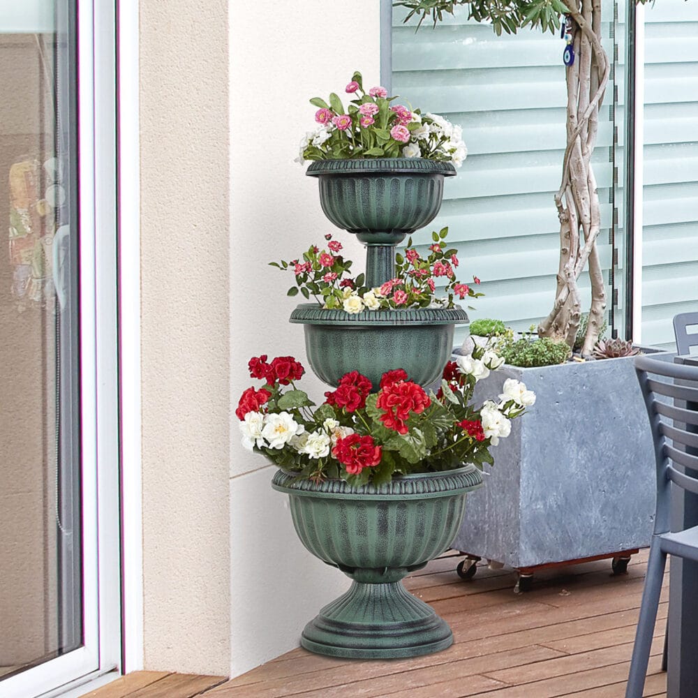 Blumentopf Dreistufige Chelsea Pflanzkübel Vintage grün