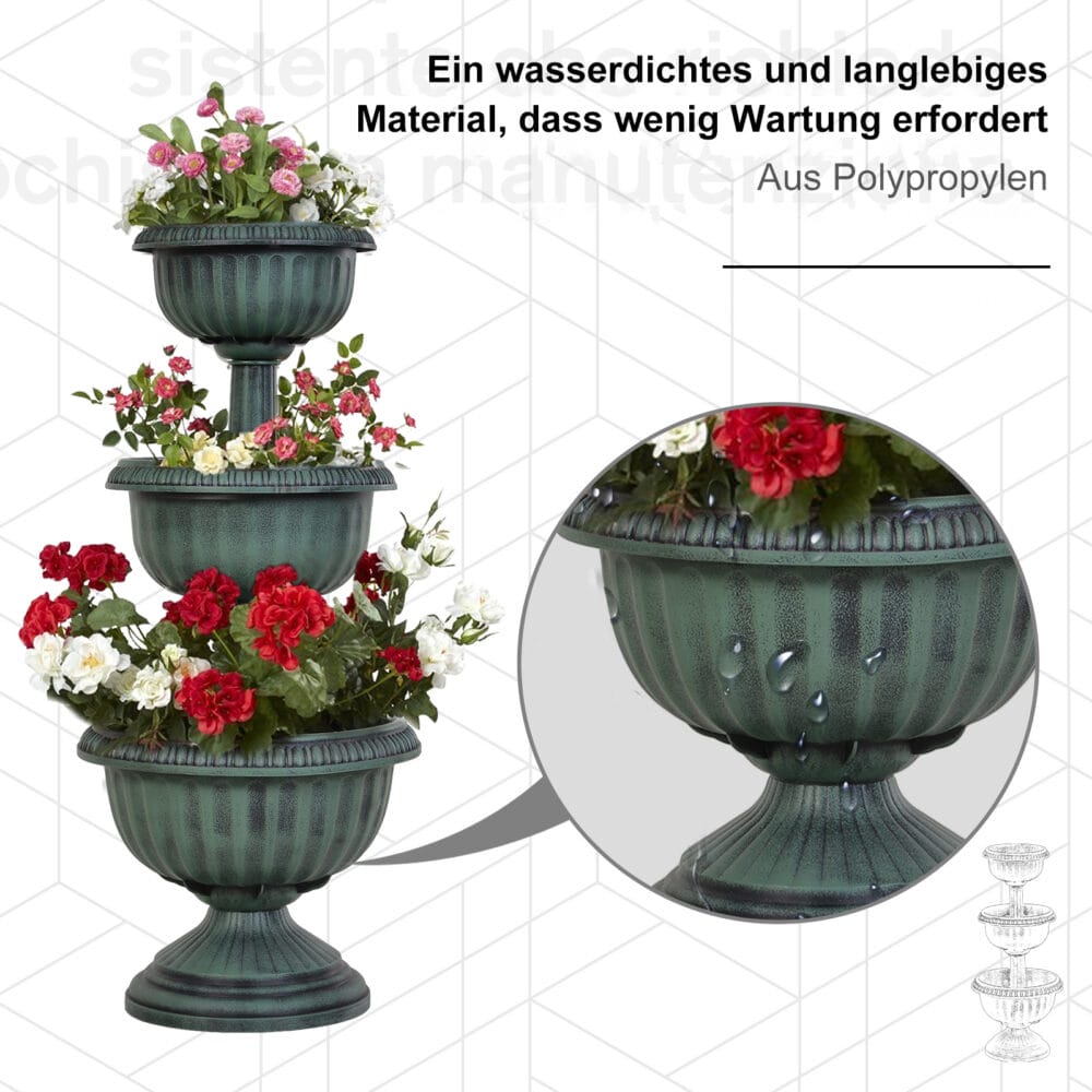 Blumentopf Dreistufige Chelsea Pflanzkübel Vintage grün