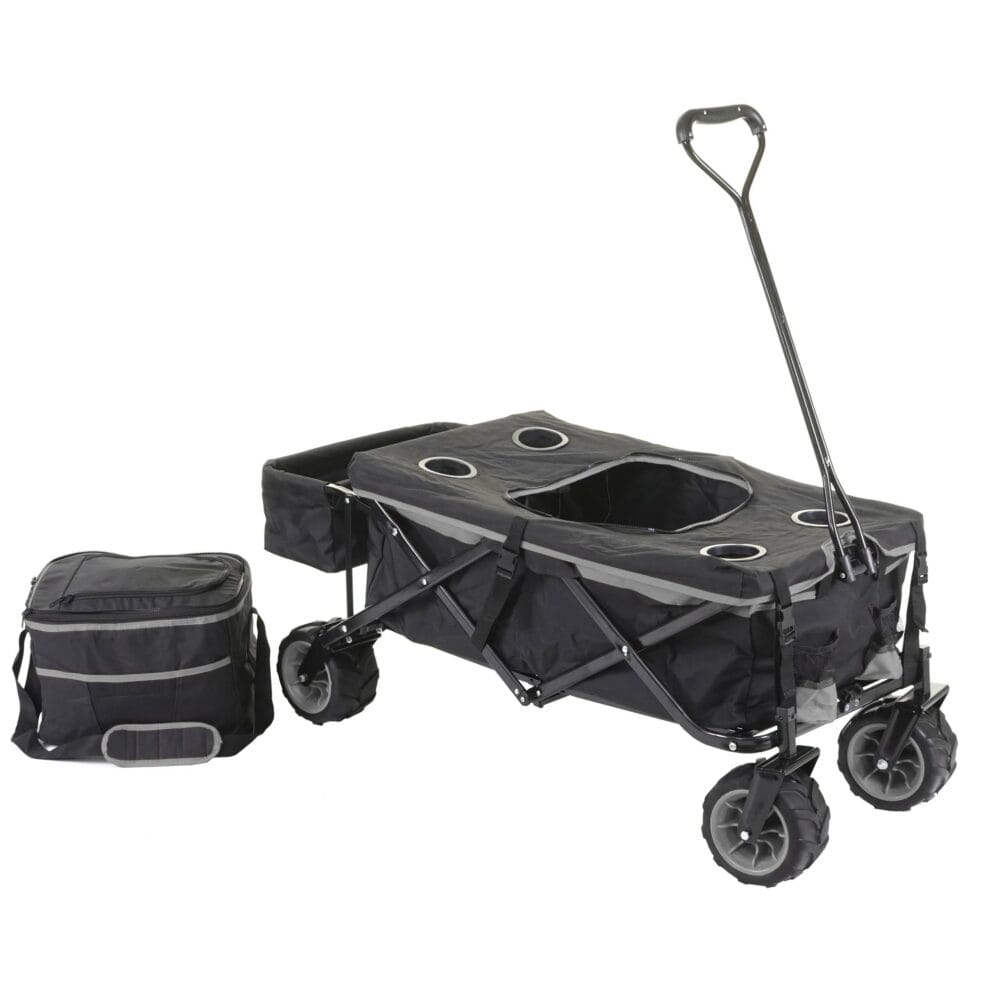 Bollerwagen Geländereifen klappbar ~ Hecktasche/Abdeckung + Kühltasche
